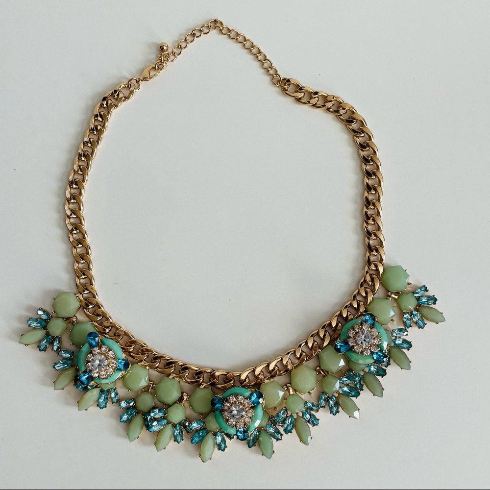 Simulated Gemstone Statement Necklace - Jade Flow… - image 3